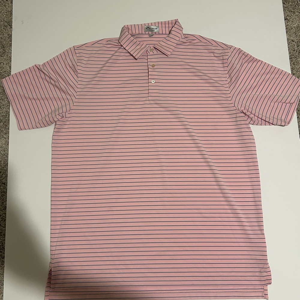 Peter Millar Summer Comfort Pink and Blue Striped Polo Shirt